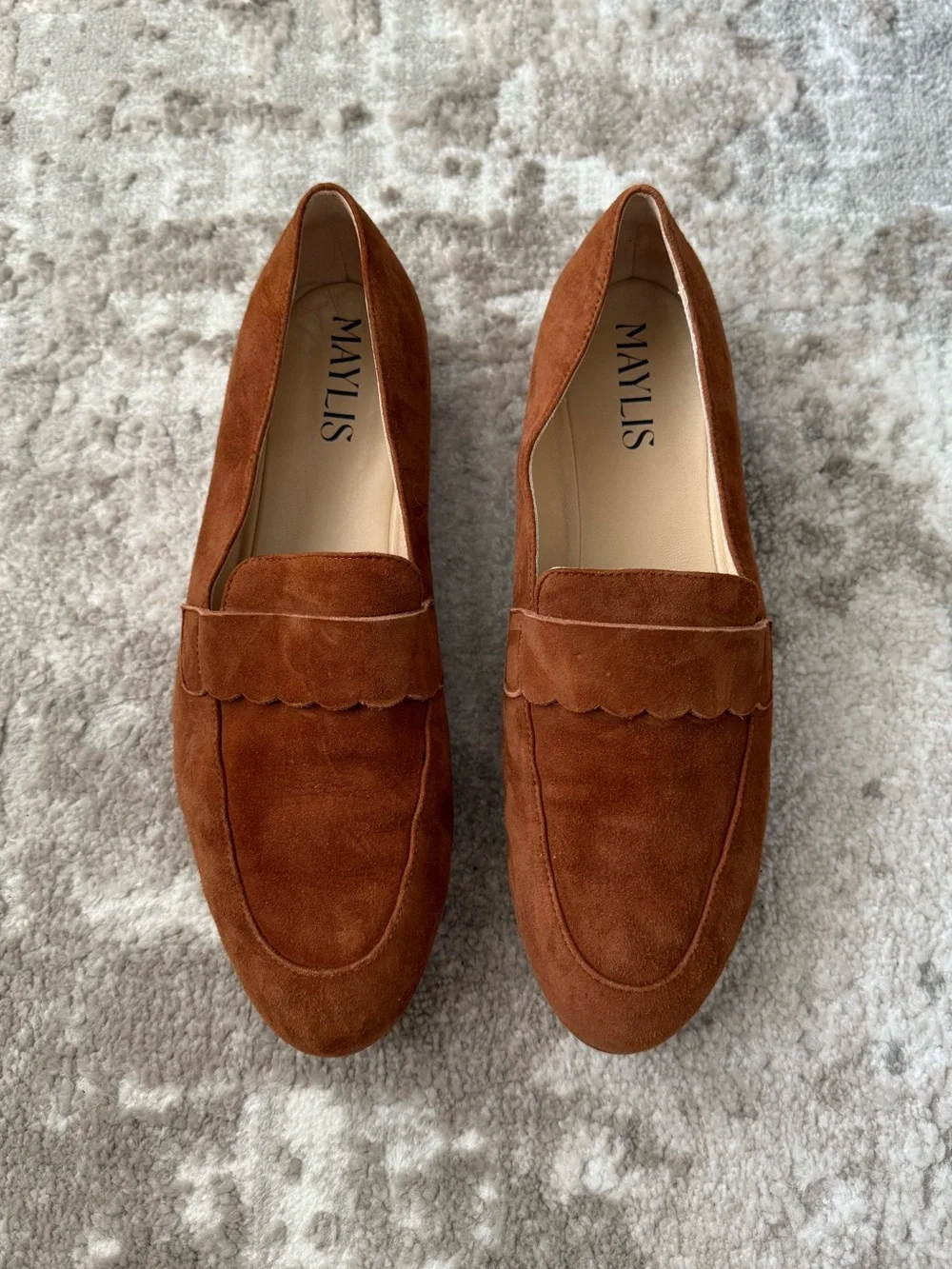 Maylis Tan Leather Suede Loafers
